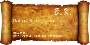 Bahis Krisztina névjegykártya